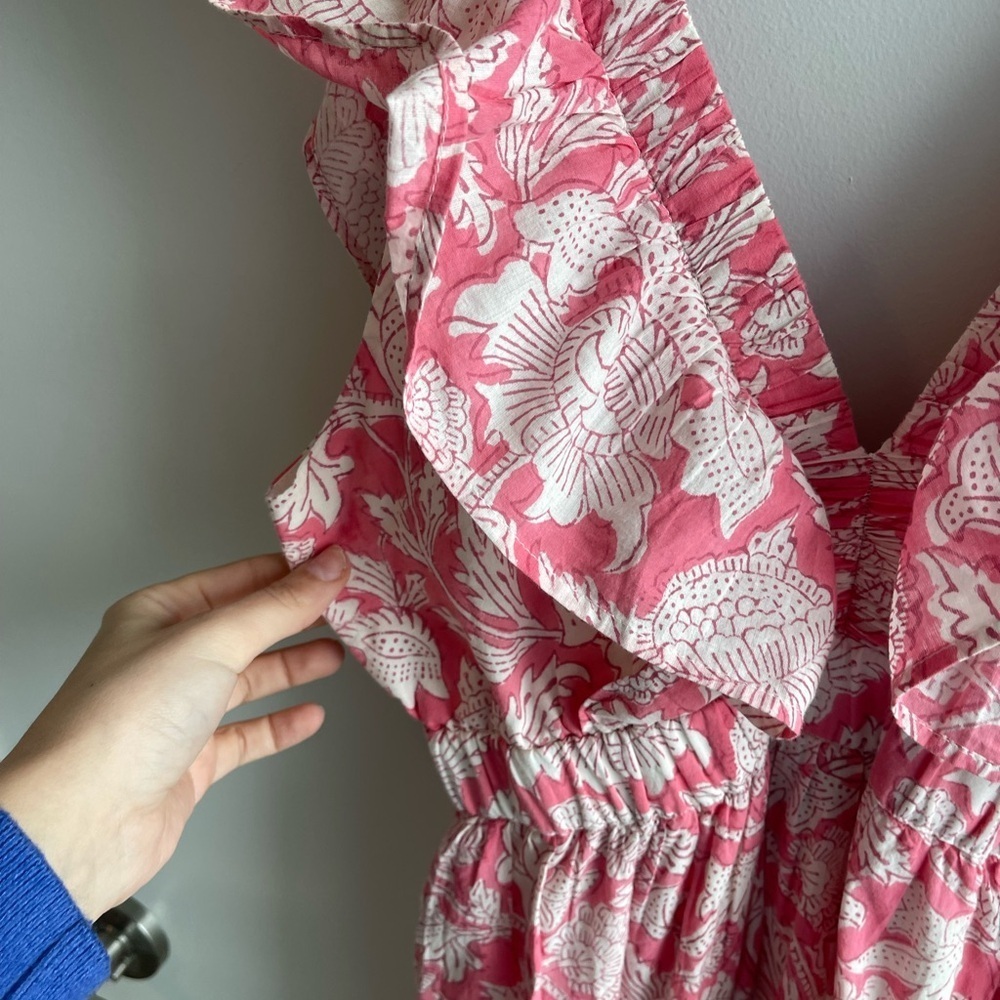 Madison Matthew Floral Pink and White Ruffle Dress - Picture 3 of 9